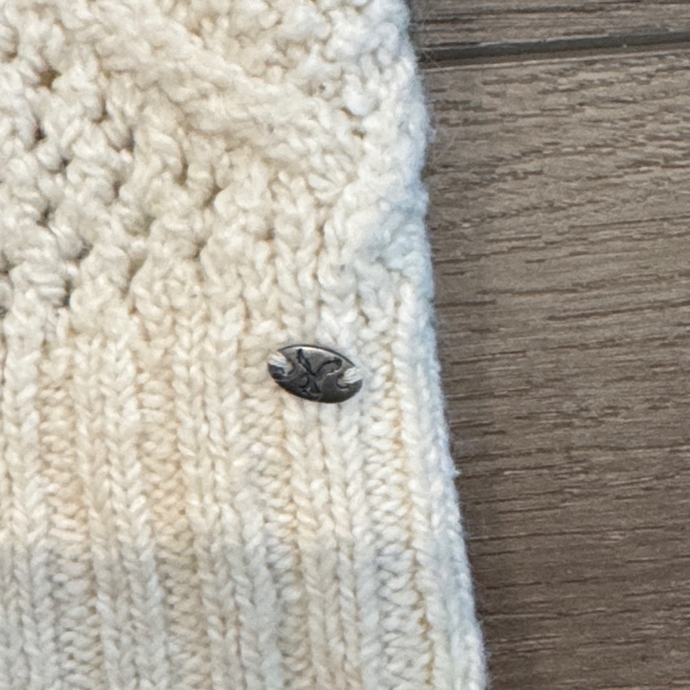 American Eagle Outfitters Cream Open-Knit Diamond Crewneck Sweater - Picture 5 of 9
